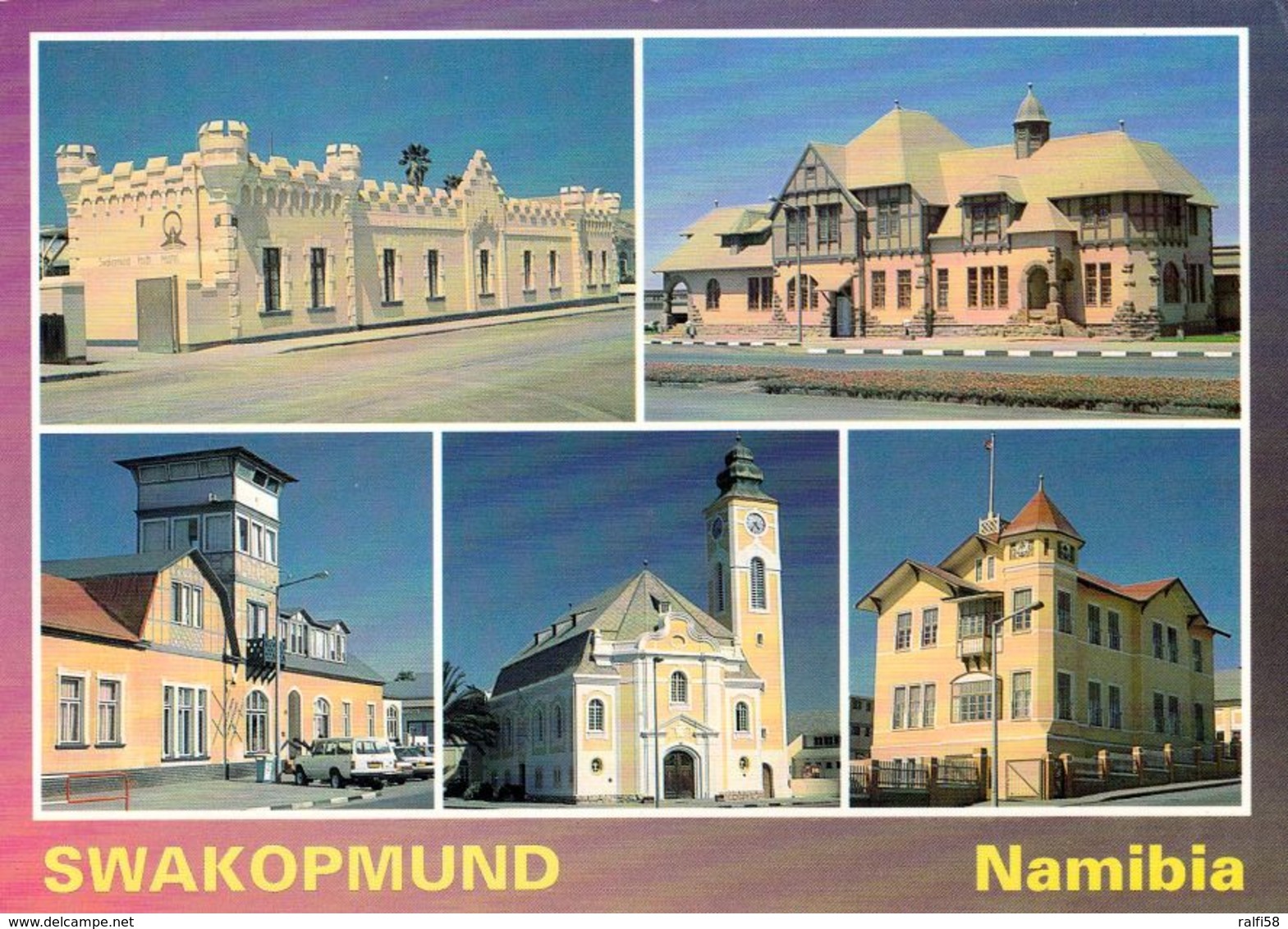 1 AK Namibia * Swakopmund - Alte Kaserne 1905 - Gefängnis 1908 - Haus Altona - Evang. Kirche 1911 - Ritterburg * - Namibia