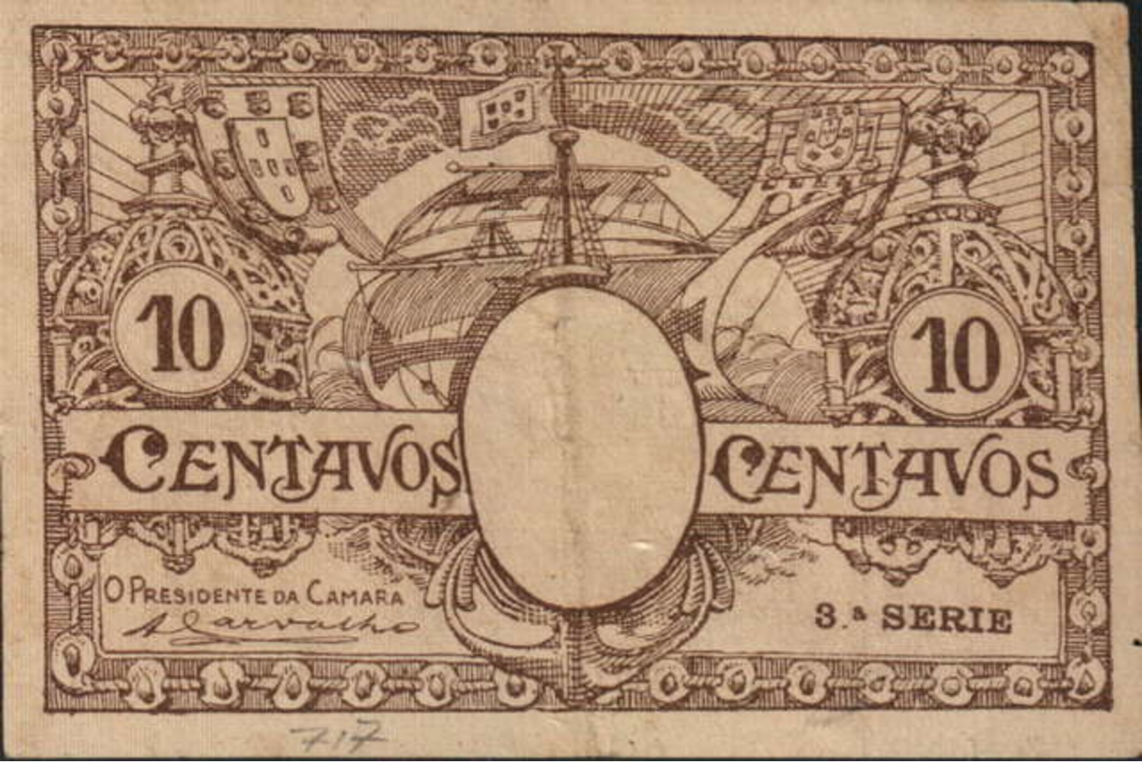 CÉDULA DE 10 CENTAVOS N/D-3ª.SÉRIE - Portugal