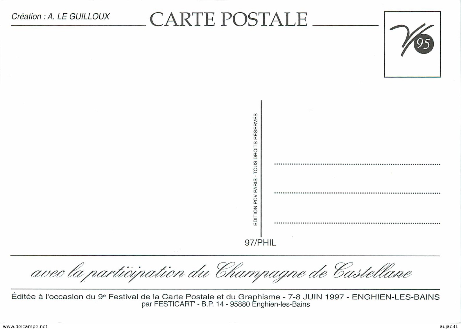 Illustrateurs - Illustrateur Andre Le Guilloux - Enghien Les Bains - Hippocampes - Autographe -Signature + Cachet Devant - Autres & Non Classés