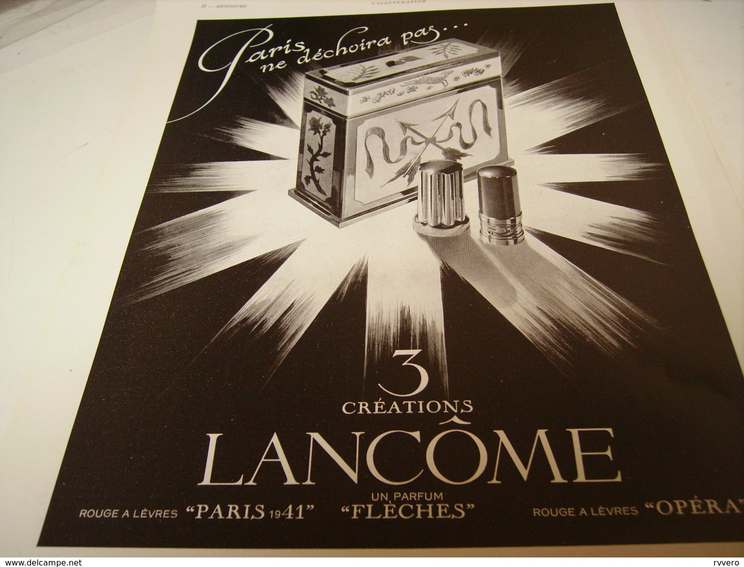 ANCIENNE PUBLICITE PARFUM CREATION DE LANCOME 1940 - Autres & Non Classés