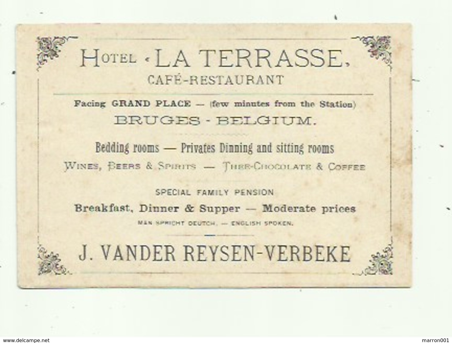 Brugge -   Reclamekaart - Hotel LA TERRASSE - 2 Scans - Brugge