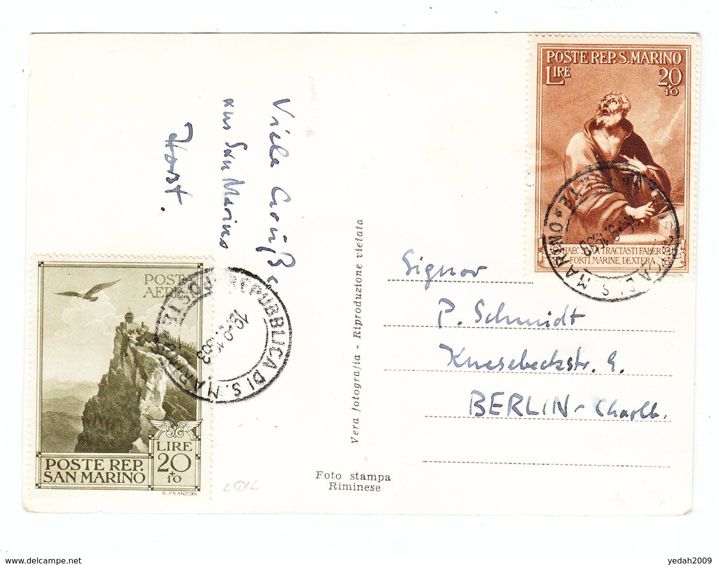 San Marino AIRMAIL POSTCARD TO Germany 1939 - Lettres & Documents