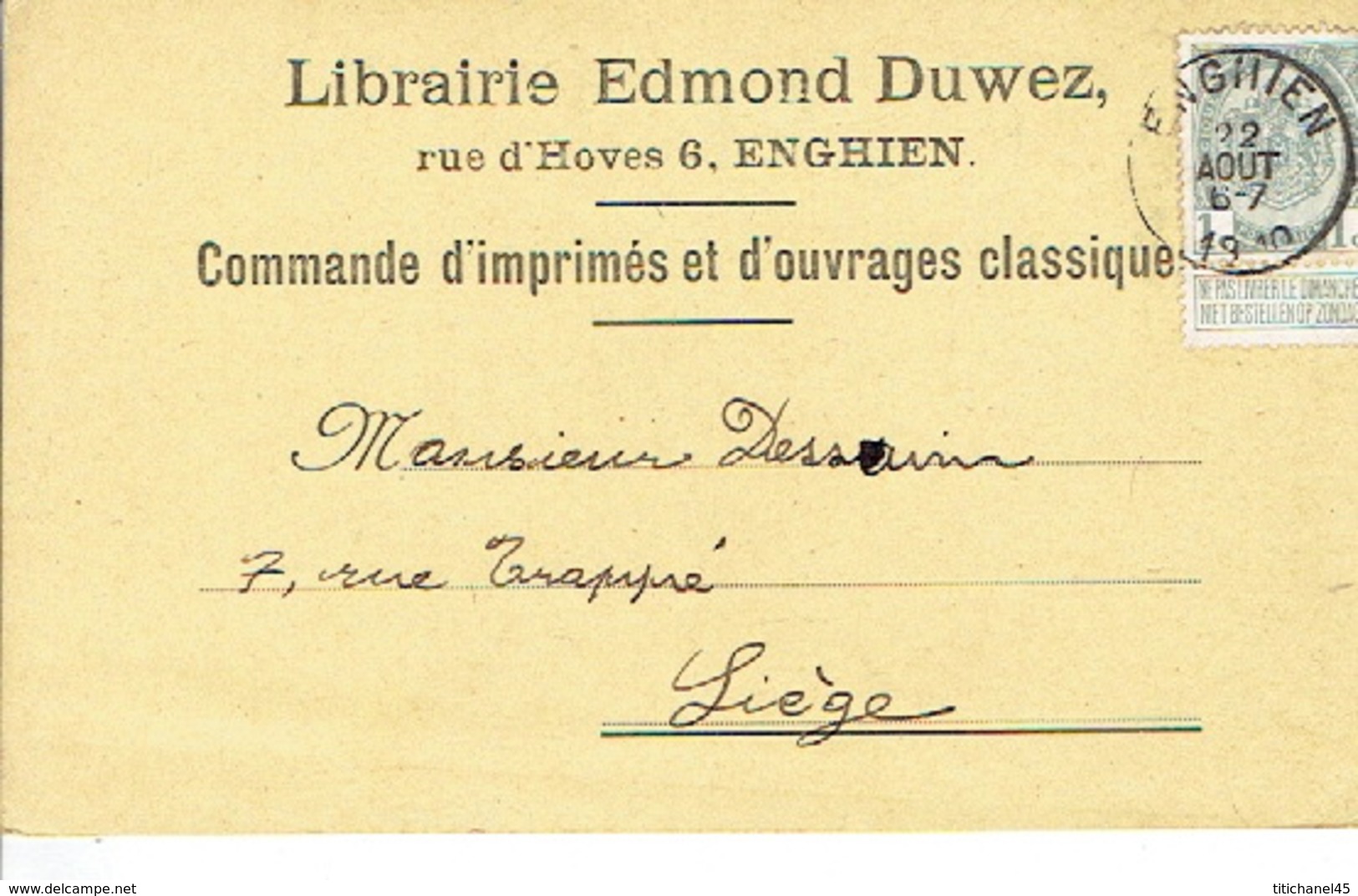CP/PK Publicitaire ENGHIEN 1910 - EDMOND DUWEZ - Librairie, Ameublement Scolaire - Edingen