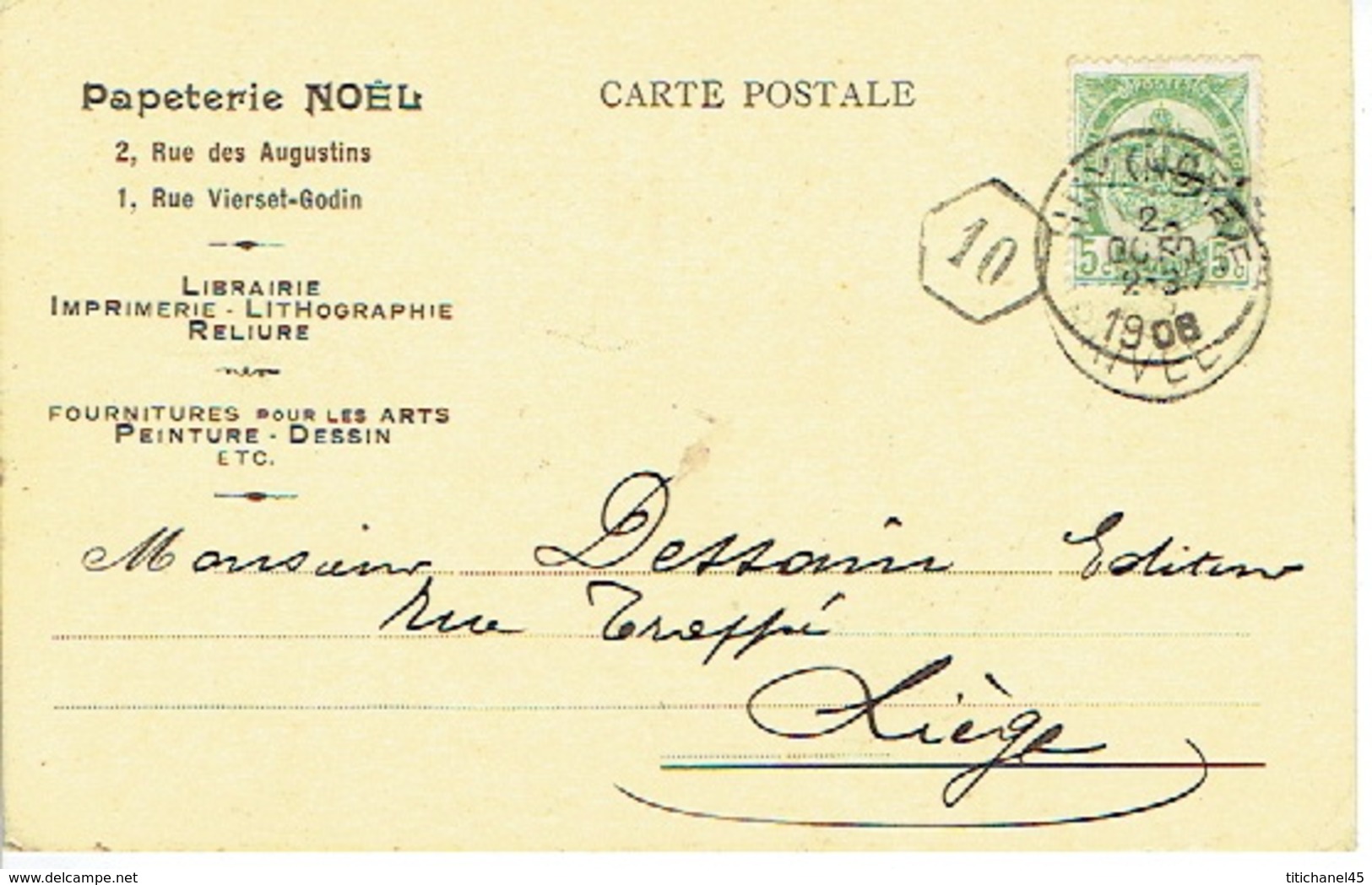 CP Publicitaire HUY 1906 - Entête Papeterie NOEL - Imprimerie-librairie-lithographie-reliure - Hoei