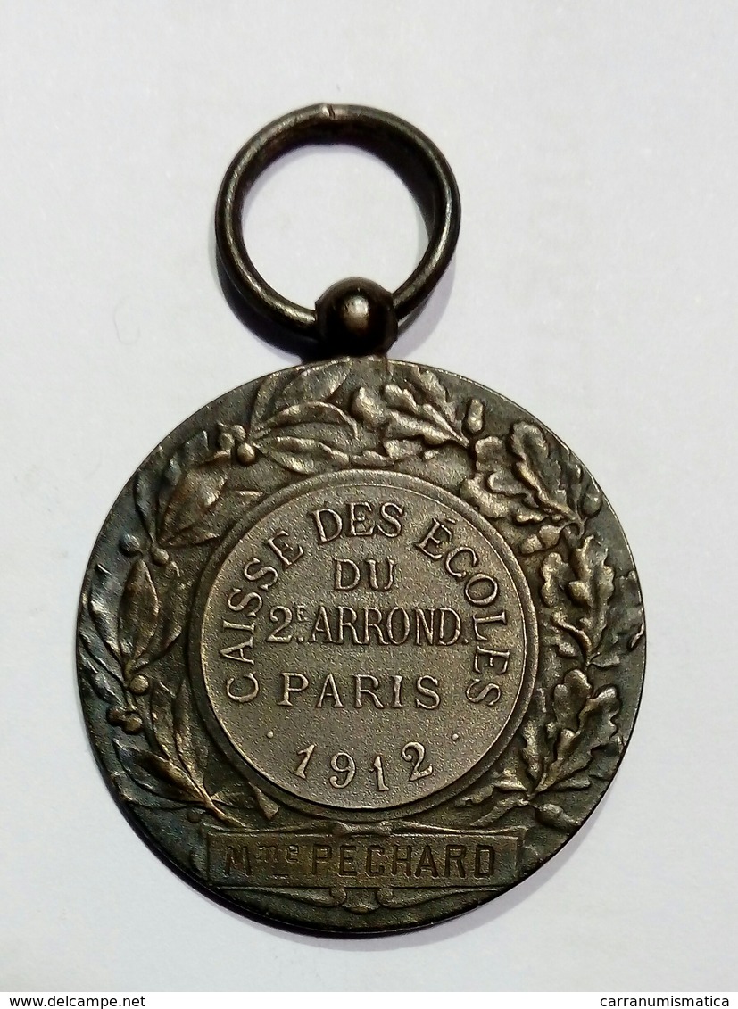 MEDAILLE - Caisse Des Écoles Du 2e Arrondissement (Paris - 1912) Metallo Bianco / 26mm / Nominativa - Altri & Non Classificati