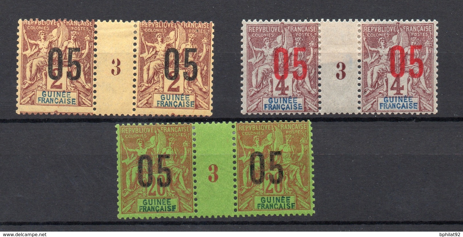 !!! PRIX FIXE : GUINEE, N°48, 49 ET 51 EN PAIRES AVEC MILLESIMES NEUVES * - Unused Stamps