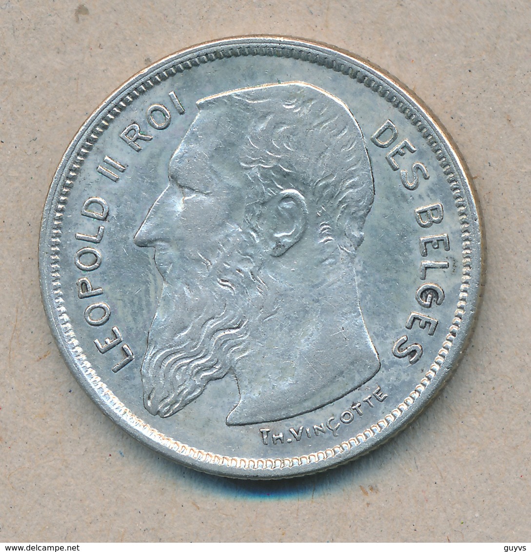 België/Belgique 2 Fr Leopold II 1909 Fr Morin 196 (119152) - 2 Francs