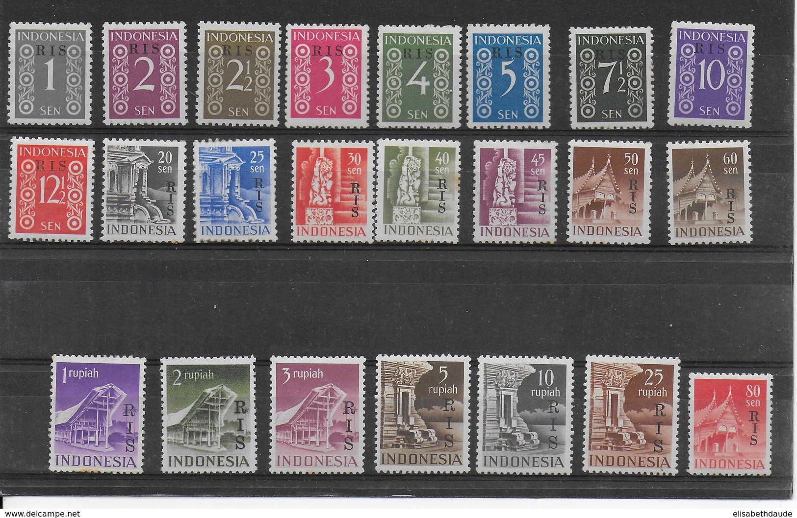 INDONESIE - 1950 - RARE SERIE RIS - YT 2/19E **/* - COTE = 900 EUR. - - Indonesien