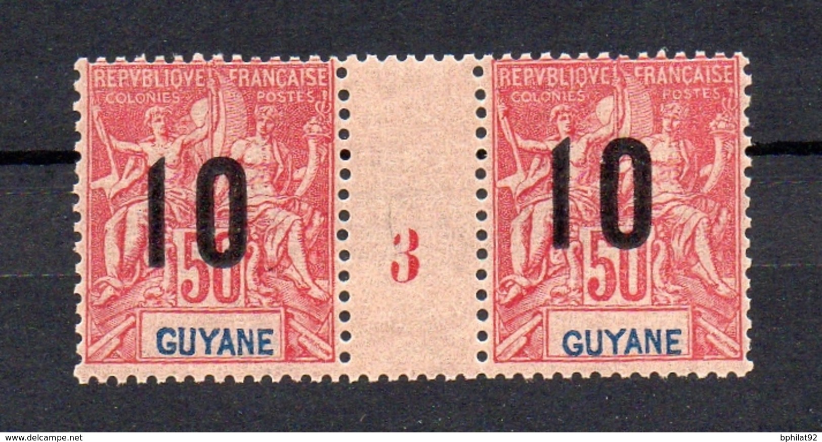 !!! PRIX FIXE : GUYANE, PAIRE DU N°72 AVEC MILLESIME NEUVE ** - Unused Stamps
