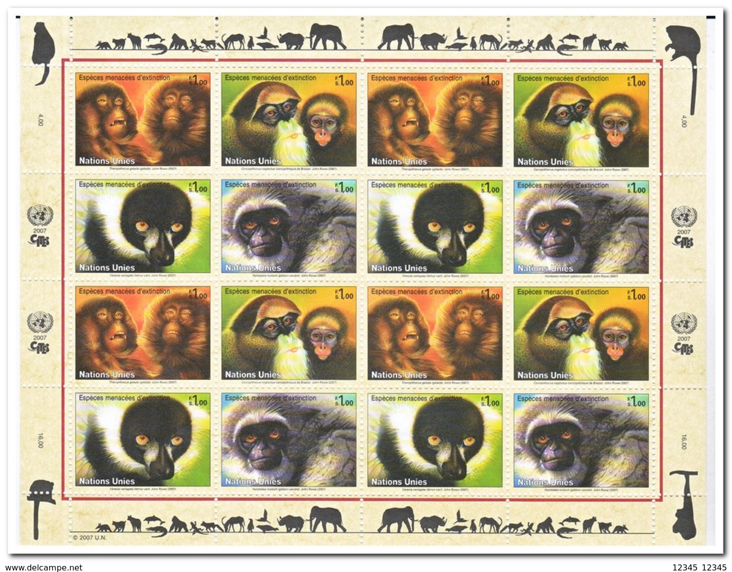 Geneve 2007, Postfris MNH, Monkeys - Ongebruikt