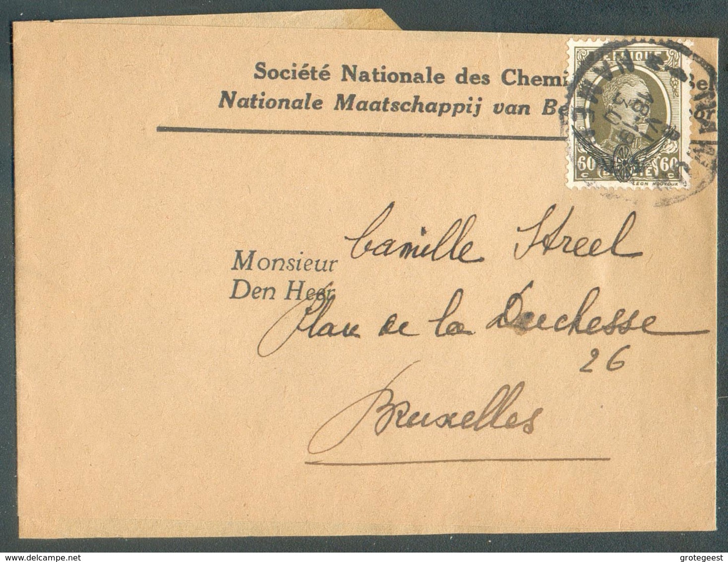 S4 - 60 Cent; HOUYOUX Obl. Sc NAMUR Sur Bande D'imprimé De La SNCB NMVB Le 8-VI-30 Vers Bruxelles - 13344 - Altri & Non Classificati