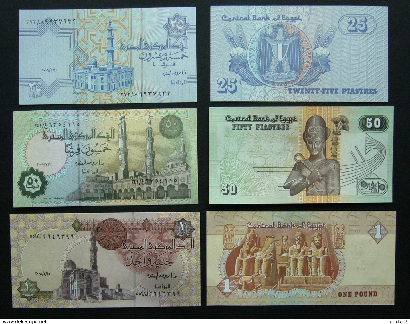 Egitto 25 E 50 Piastre 2006-2007 + 1 Pound 2006 FDS UNC Piastres Egypt Egypte Sterlina - Egitto