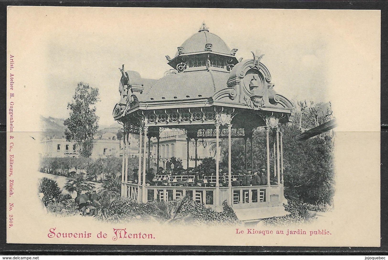 Carte Postale Ancienne Vierge De Nice, - Le Kiosque Au Jardin Public, MINT VINTAGE POSTCARD OF NICE - Menton