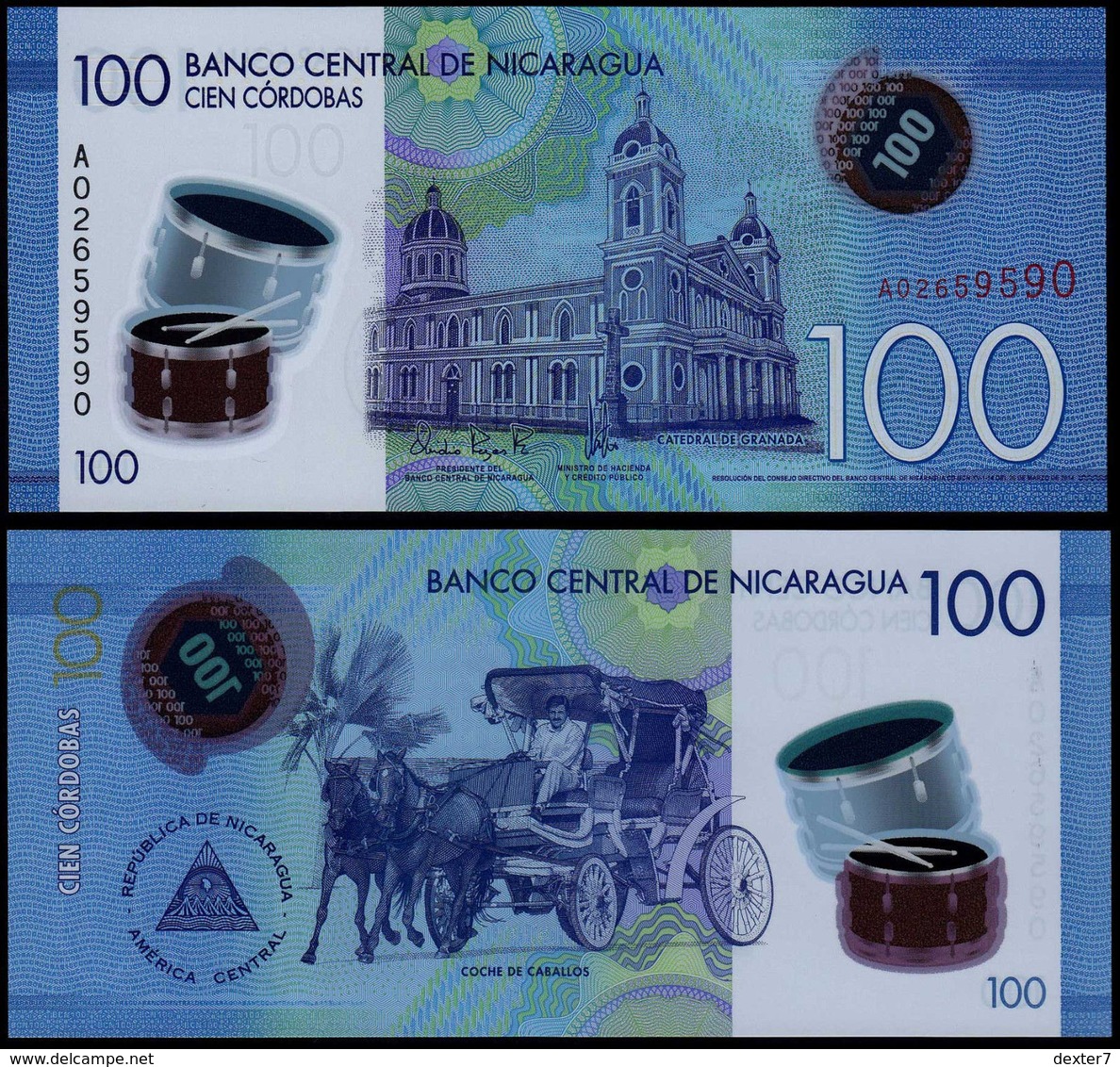 Nicaragua 100 Cordobas 2015 - FDS UNC Polymer - Nicaragua