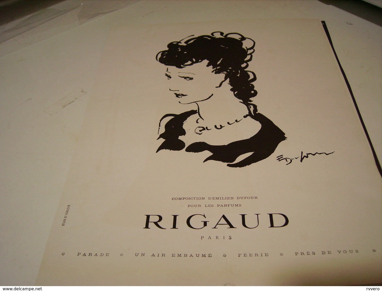 ANCIENNE PUBLICITE PARFUM   DE RIGAUD 1942 - Autres & Non Classés