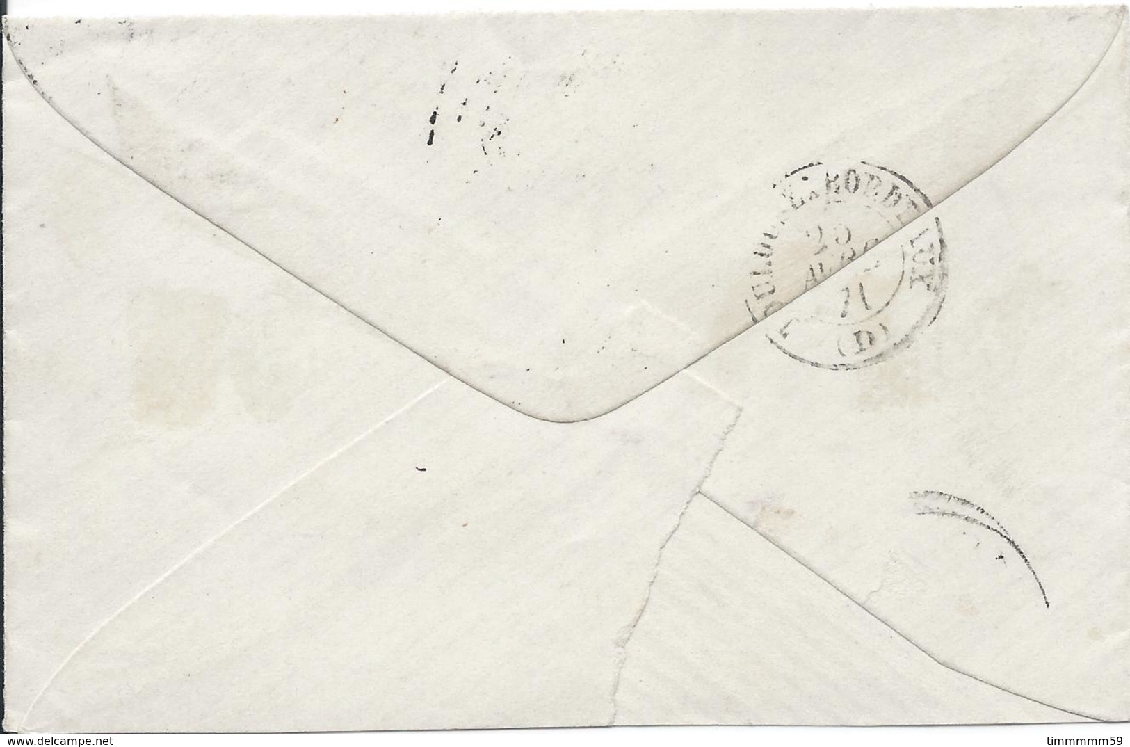 Lot N°44631  Variété/n°45C/Enveloppe, Oblit GC 2619 Nérac, Lot-et-Garonne (45), Trait Blanc Au Dessus Du S De POSTES - 1870 Emissione Di Bordeaux