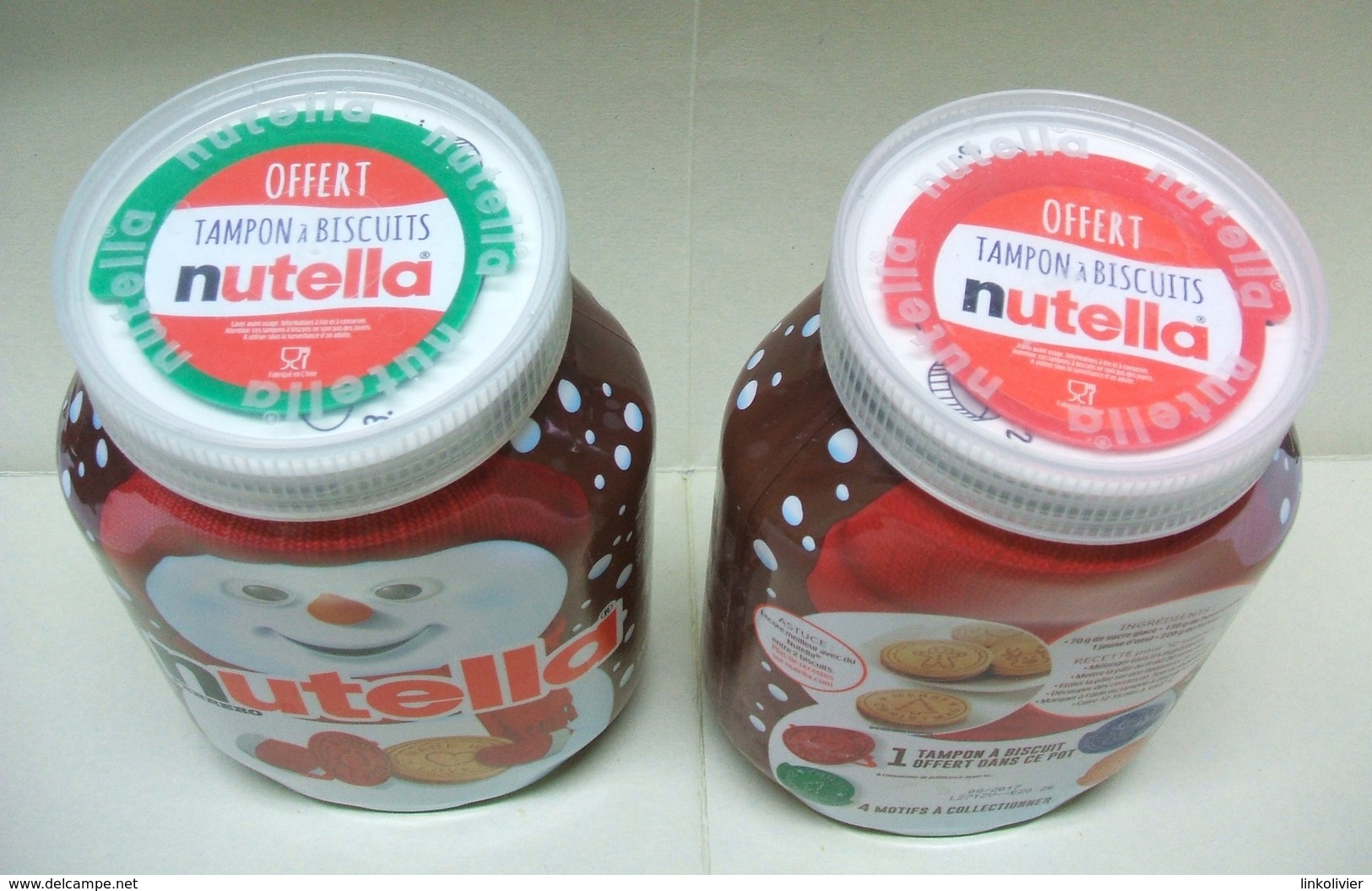 2 Pots De NUTELLA Vides Avec TAMPONS à BISCUITS Différents - Bonhomme De Neige Hiver Noël - Nutella