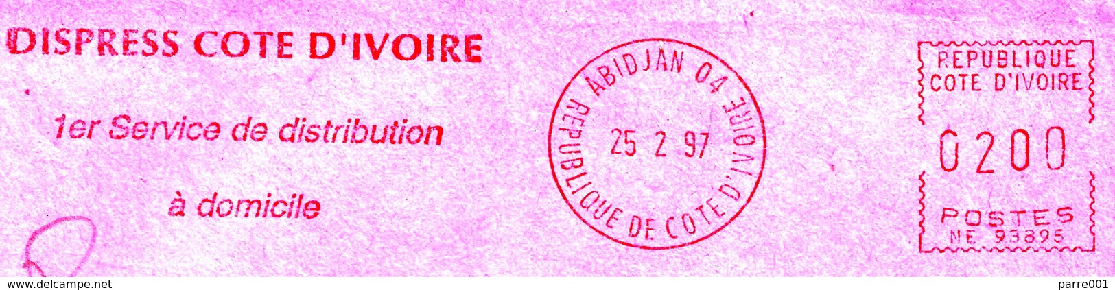 Cote D'Ivoire Ivory Coast 1997 Abidjan 04 Post Office Meter Secap “NE” 93895 Slogan EMA Cover - Ivoorkust (1960-...)