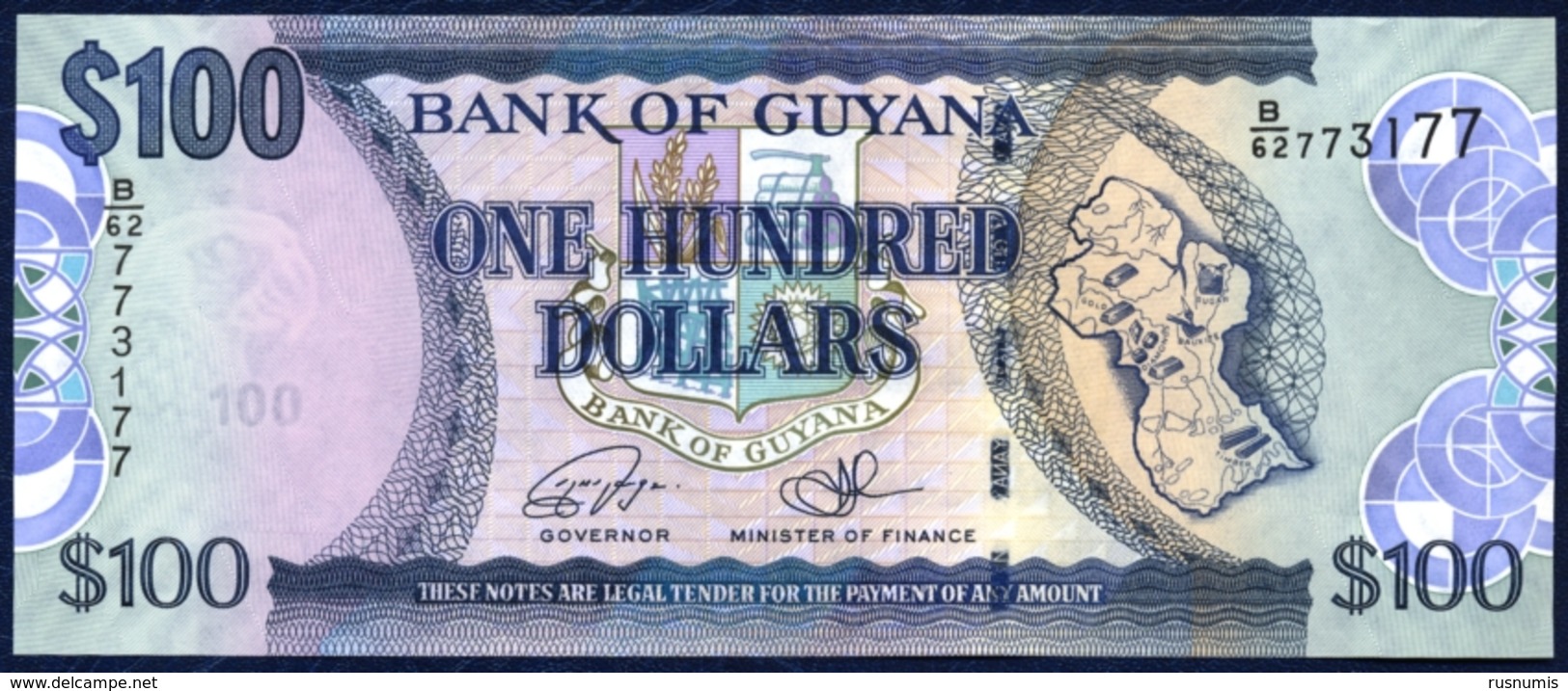 GUYANA 100 DOLLARS P-36c St. George's Cathedral, Georgetown 2016 UNC - Guyana