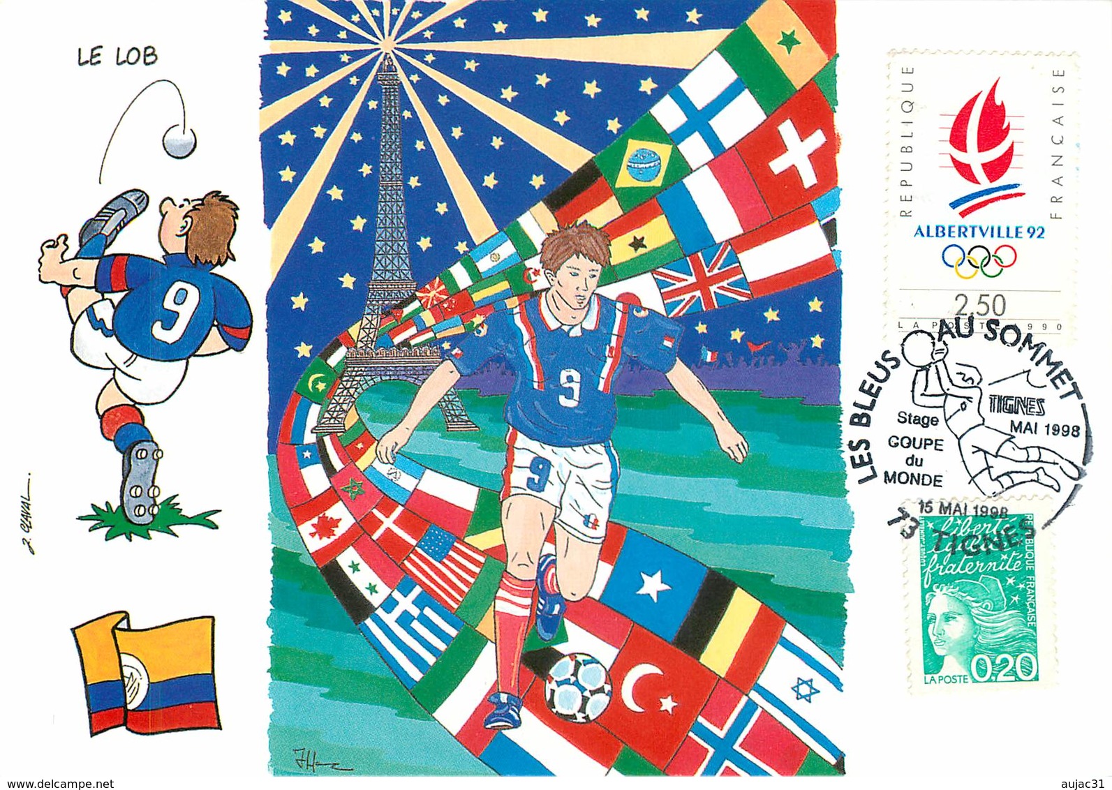 Illustrateur P. Hamm - Enghien Les Bains - Sports - Football - Coupe Du Monde 1998 - Colombie - Autographe - Signature - Hamm
