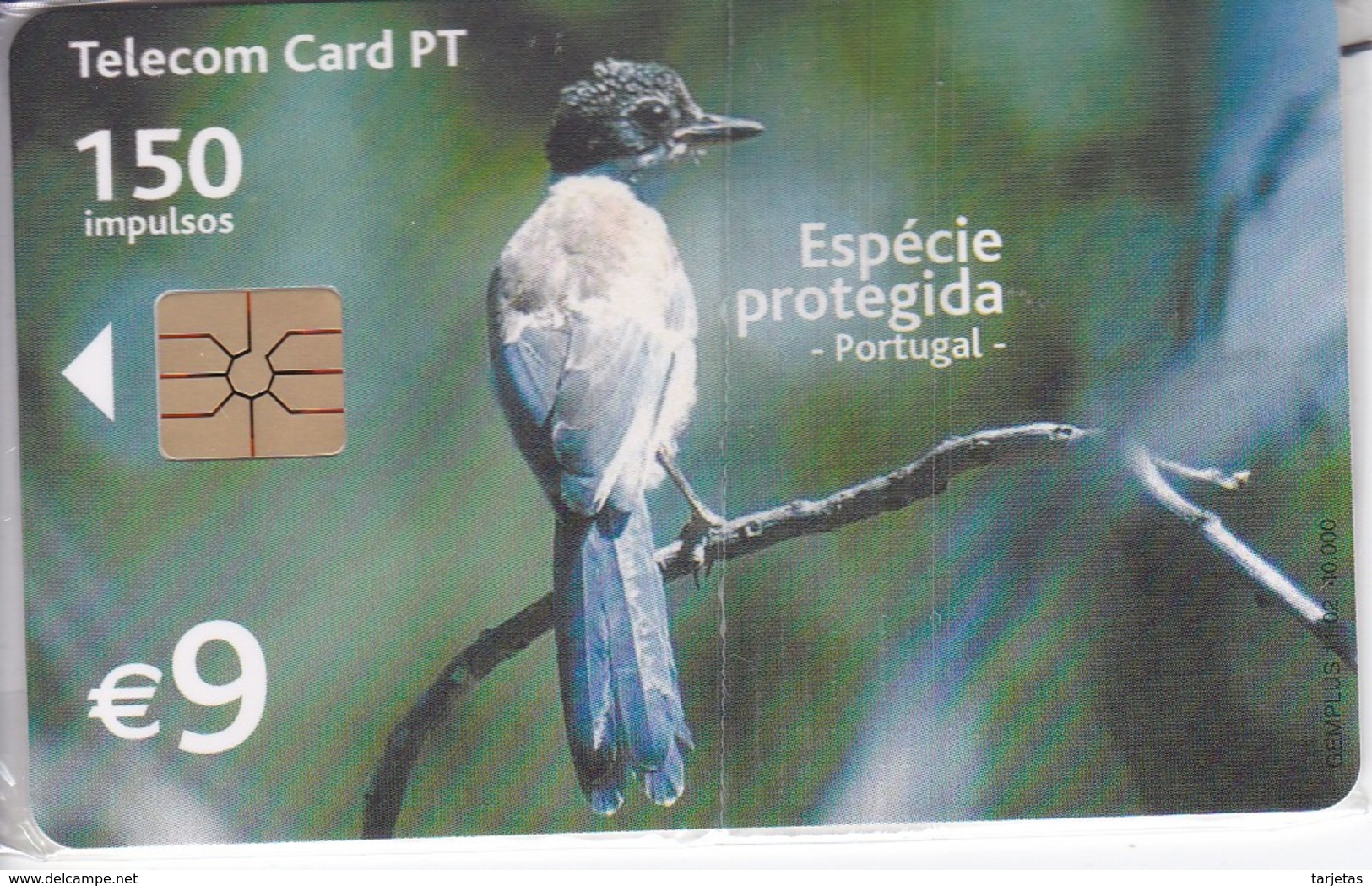 TARJETA DE PORTUGAL DE UN PEGA AZUL DE TIRADA 40000 NUEVA-MINT (BIRD-PAJARO) - Portugal