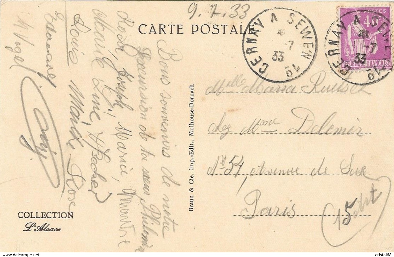 LE STERNSEE (Lac Des Perches), Vallée De Rimbach (68, Alsace) - Carte Postale Manuscrite & Circulée - 2 SCANS. - Autres & Non Classés