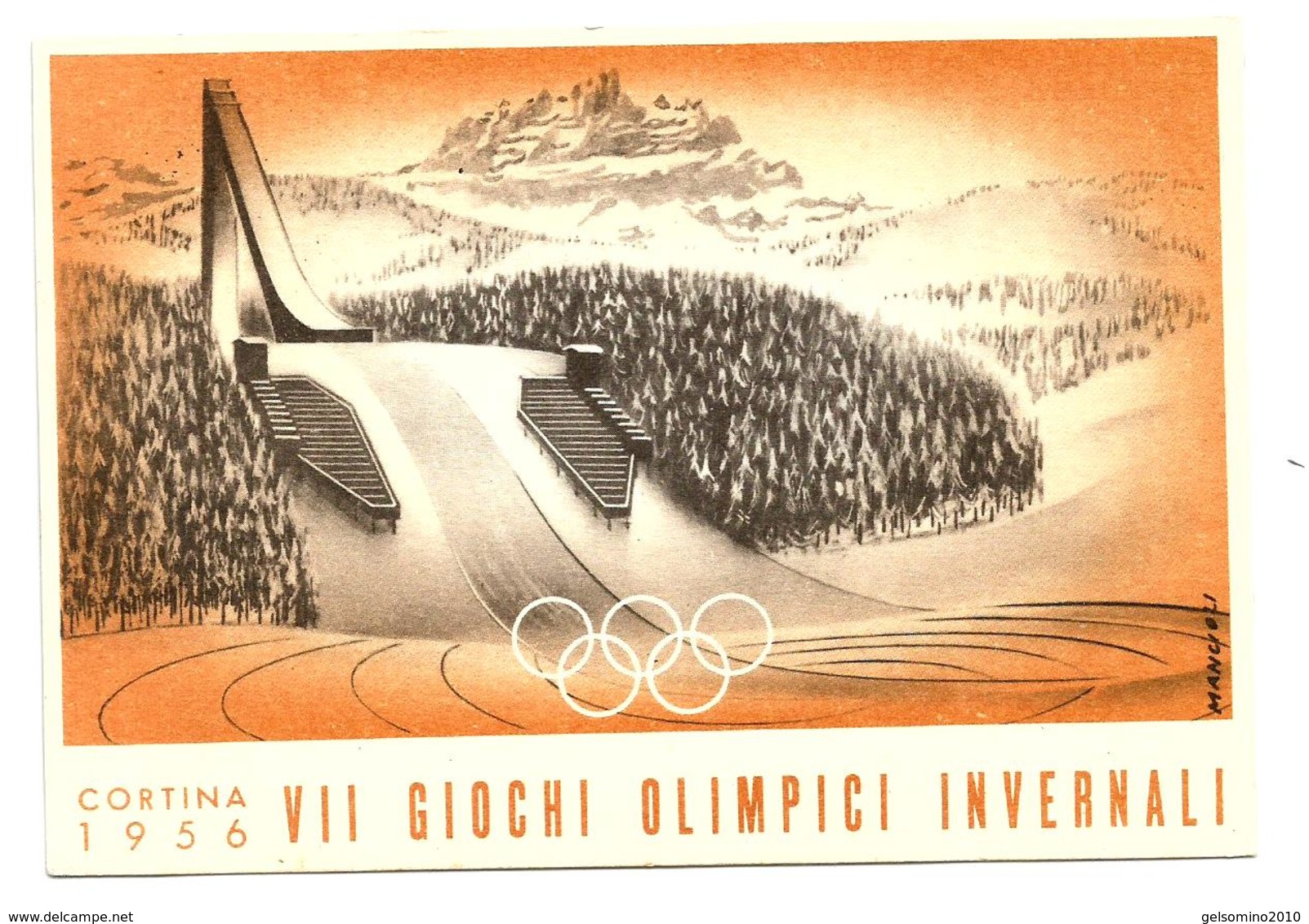 1956 CORTITA ITALIA Giochi Olimpici Invernalicartolina Commemorativa F.ta Mancioli - Winter 1956: Cortina D'Ampezzo