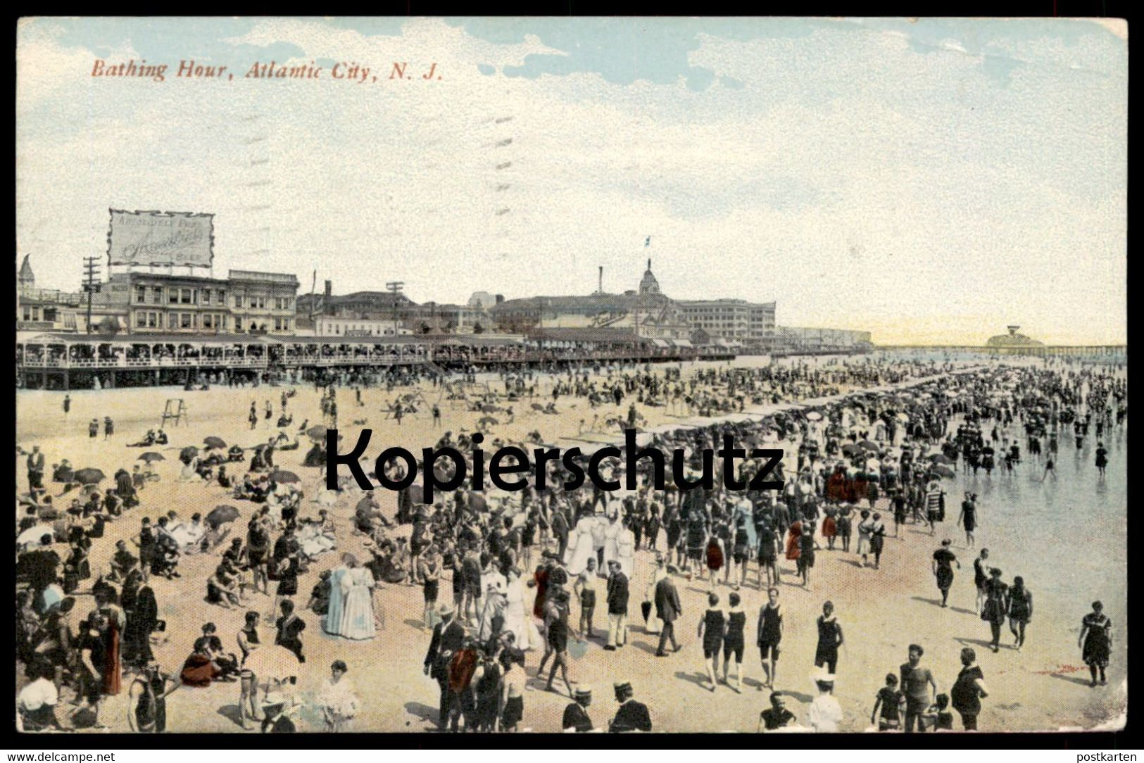 ALTE POSTKARTE ATLANTIC CITY BATHING HOUR BATH Beach Plage Strand Badeanzug Clothes Swimsuit Cpa Postcard Ansichtskarte - Atlantic City