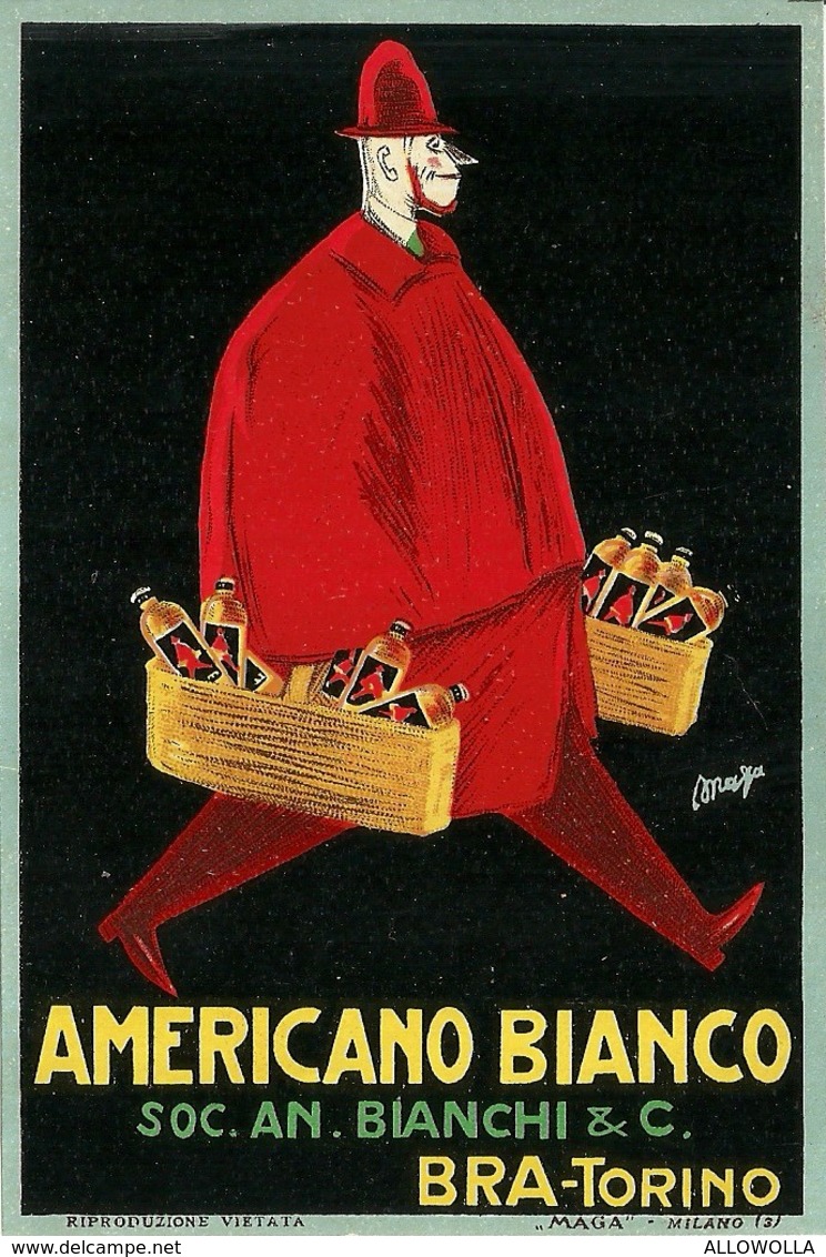 1129 "AMERICANO BIANCO - SOC. AN. BIANCHI & C. -BRA - TORINO - ILLUSTRAZIONE DI MAGA" ETIC. ORIG. - Altri & Non Classificati