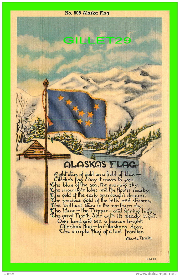ALASKA, AK -  ALASKA FLAG - MARIE DRAKE - C.P. JOHNSTON CO - - Other & Unclassified