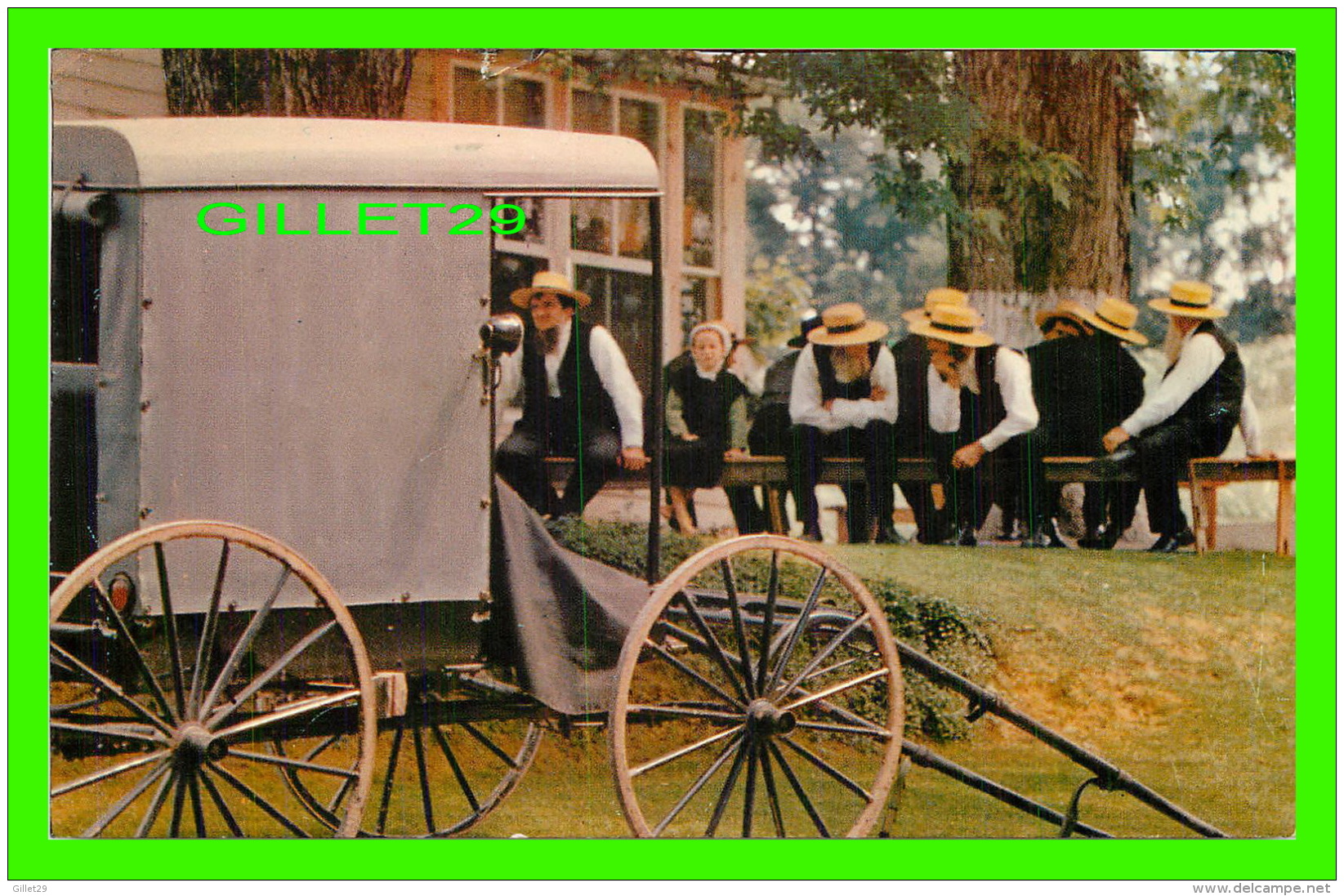 LANCASTER, PA - THE AMISH HOLD SUNDAY CHURCH MEETING OUTDOORS - TRAVEL IN 1962 - - Lancaster