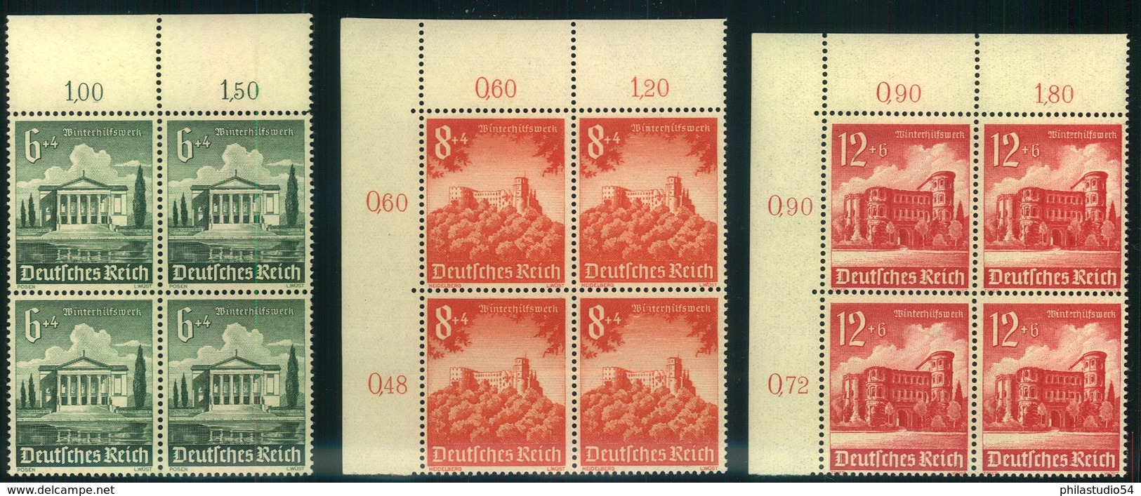 1940, Winterhilfe Im Postfrischen Rand- (Eckrand-)Viererblock. Michel 160,- + - Ongebruikt