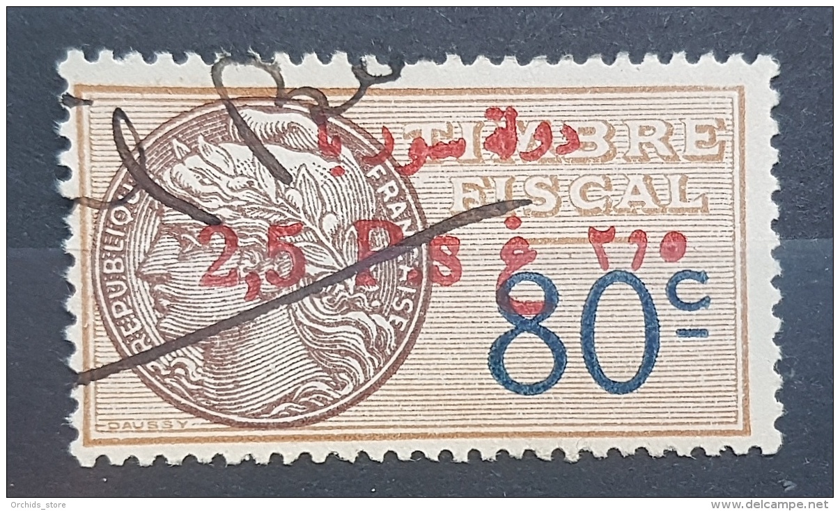 BB2 #3 - Syria 1929 Fiscal Revenue Stamp 2,50p On 80c (Red Ovpt) - Syrien
