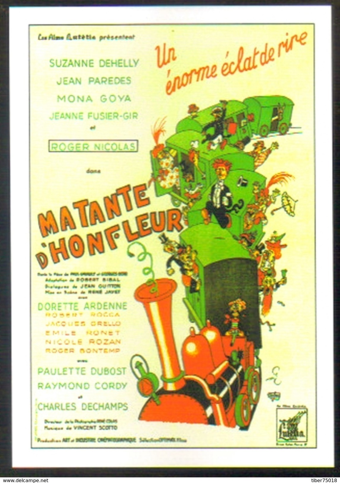 Carte Postale : Illustration Dubout (cinéma Affiche Film) Ma Tante D'Honfleur (Train) - Dubout
