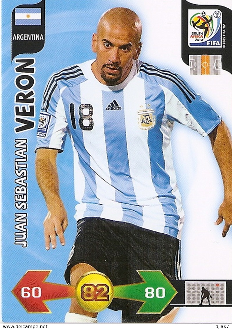 CARTE PANINI ADRENALYN COUPE DU MONDE FIFA AFRIQUE DU SUD 2010 ARGENTINE JUAN SEBASTIAN VERON - Trading Cards