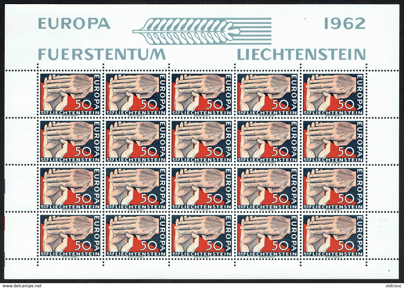 LICHTENSTEIN - EUROPA 1962 - Y/T N° 366 En Feuille ** De 20 EA - 1962