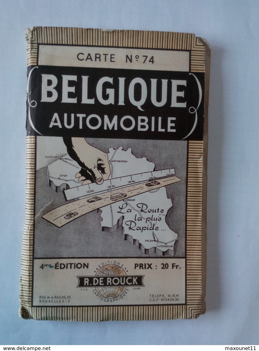 Ancienne Carte Routière " Belgique Automobile "  Dans Son Jus ...... L 29 . - Cartes Routières