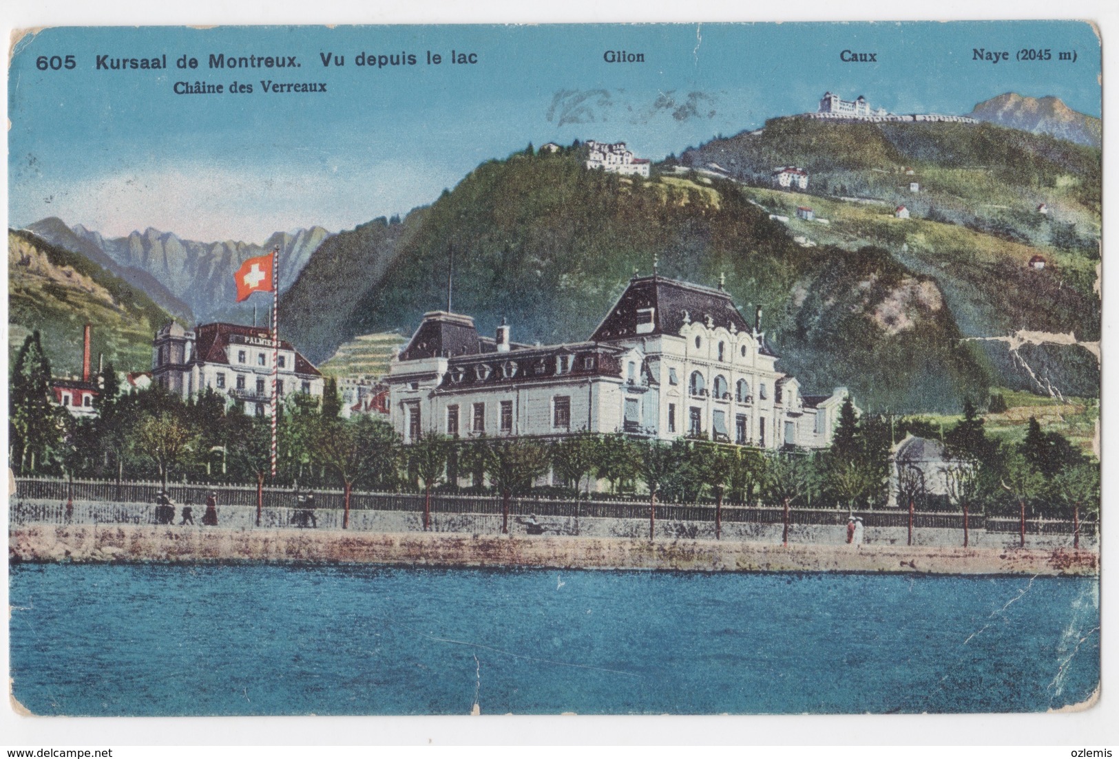 SWITZERLAND,KURSAAL DE MONTREUX CHAINE DES VERREAUX, POSTCARD 1915 USED - Mon