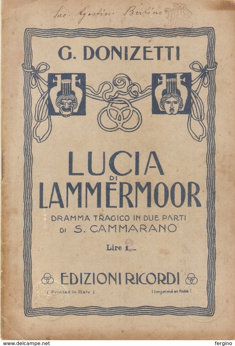 G. DONIZETTI - LUCIA DI LAMMERMOOR - LIBRETTO D'OPERA - Cinéma Et Musique