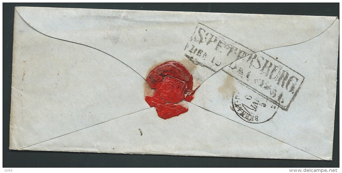 Lettre  ( Lsc )  De Saint Petersbourg Pour Paris  EN 1852 , Marque D'entrée  Prusse Par Valenciennes En Rouge- Lo42603 - ...-1857 Préphilatélie