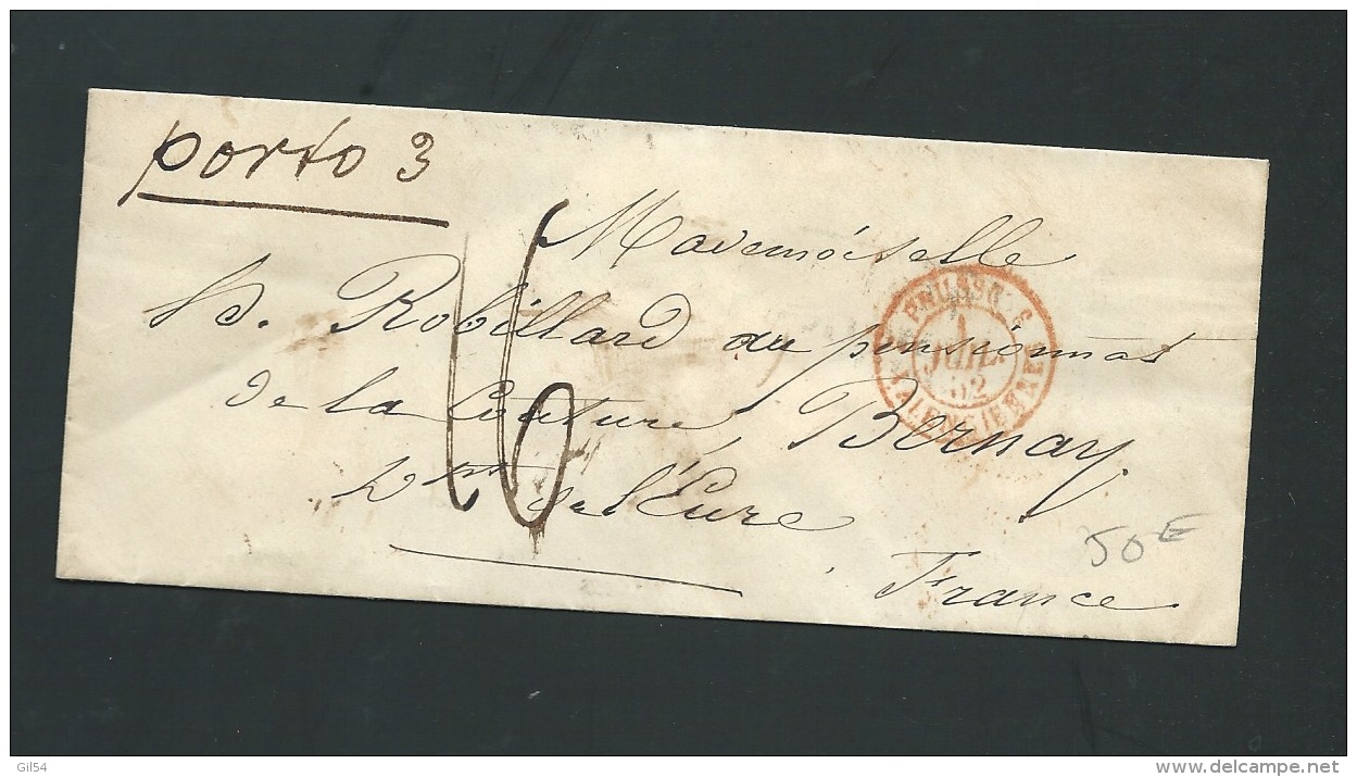 Lettre  ( Lsc )  De Saint Petersbourg Pour Bernay  EN 1852, Cachet Rouge D'entrée Prusse Par Valenciennes - Lo42605 - ...-1857 Voorfilatelie