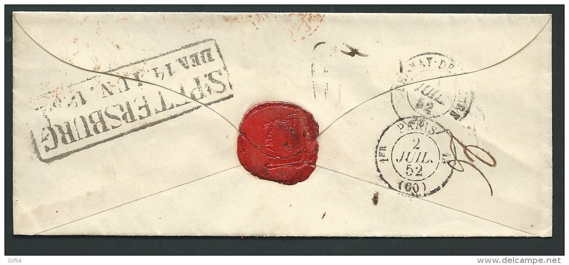 Lettre  ( Lsc )  De Saint Petersbourg Pour Bernay  EN 1852, Cachet Rouge D'entrée Prusse Par Valenciennes - Lo42605 - ...-1857 Vorphilatelie