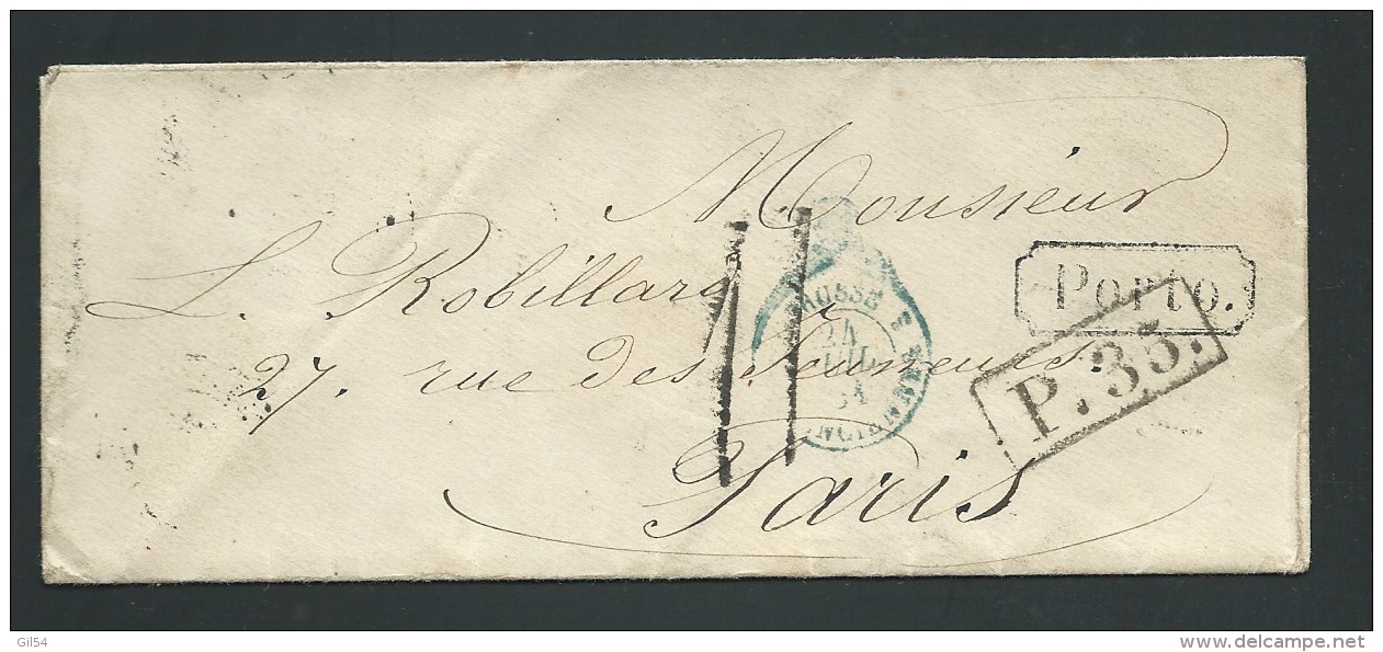 Lettre  ( Lsc )  De Saint Petersbourg Pour Bernay  EN 1861, Cachet  Bleu D'entrée  Prusse Par Valenciennes - Lo42608 - ...-1857 Prephilately