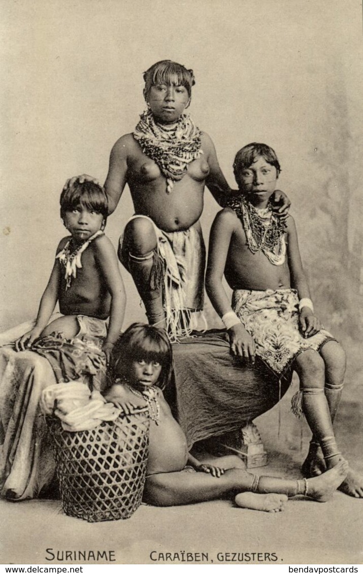 Suriname, Native Caribbean Sisters, Necklace Jewelry (1910s) Postcard - Surinam