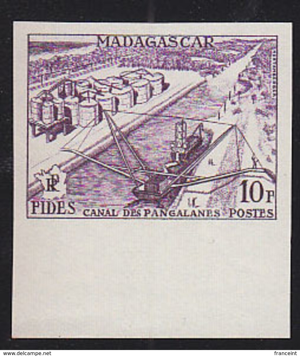 Madagascar (1956) Pangalanes Canal. Trial Color Proof. FIDES Issue. Scott No 294, Yvert No 329. - Madagascar (1960-...)
