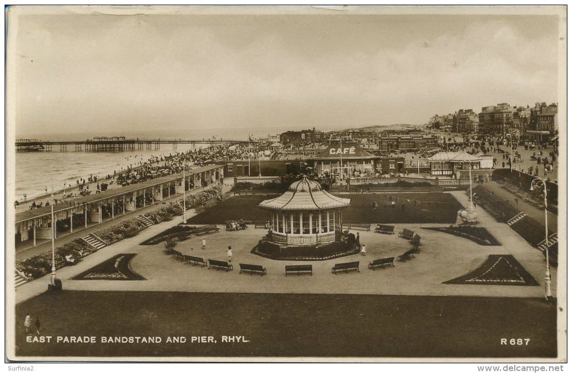 FLINTSHIRE - RHYL - EAST PARADE AND BANDSTAND RP Clw95 - Flintshire