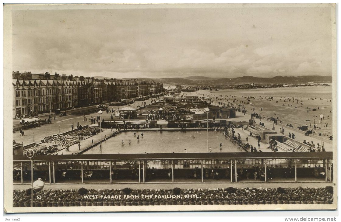 FLINTSHIRE - RHYL -  WEST PARADE FROM THE PAVILION RP Clw109 - Flintshire