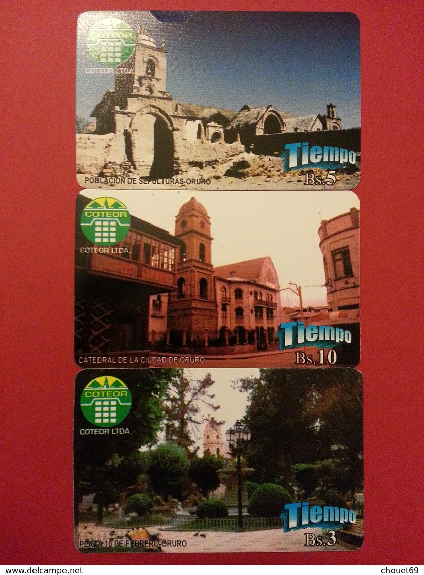 Bolivia COTEOR Oruro 3 Test Card Bs 3 + 5 + 10 Plaza Catedral Sepulturas BOLIVIE BOLIVIEN Mint Unused Neuve (CB1217) - Bolivie