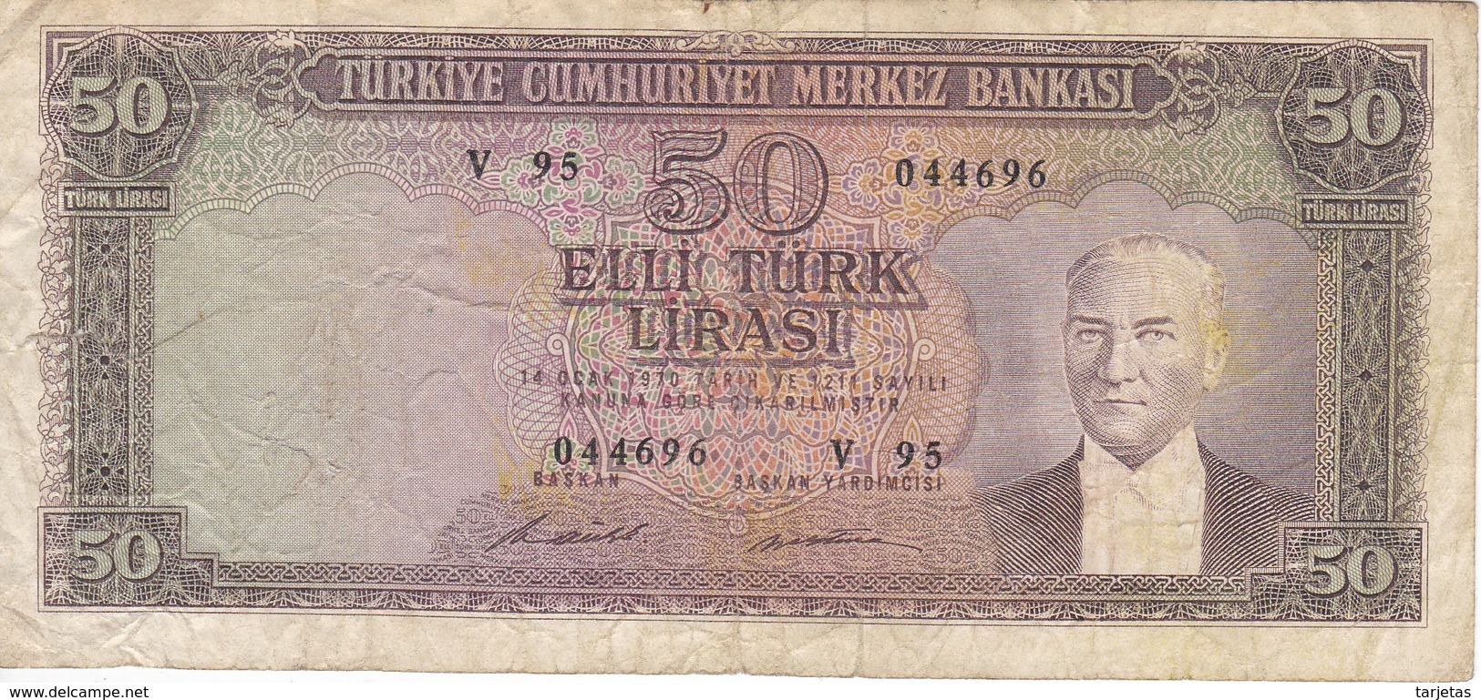 BILLETE DE TURQUIA DE 50 LIRAS DEL AÑO 1970  (BANK NOTE) - Turquia