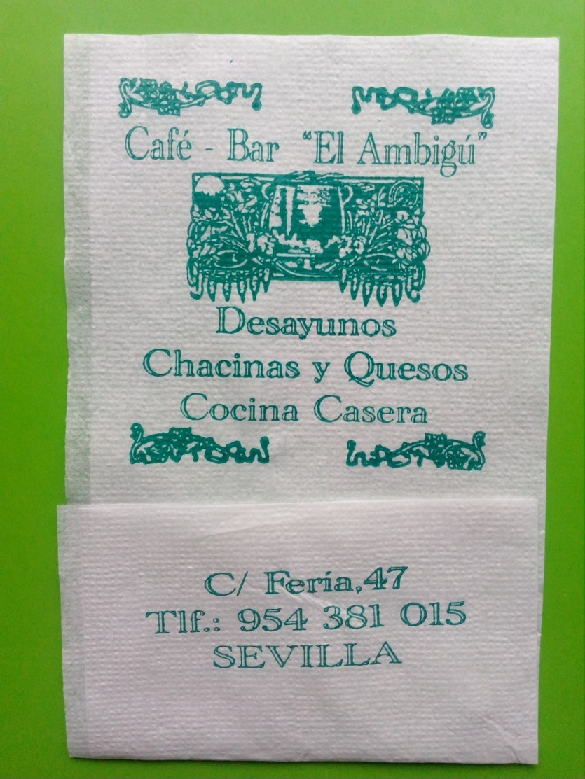 Servilleta,serviette.Café- Bar  El Ambigu. Sevilha - Servilletas Publicitarias